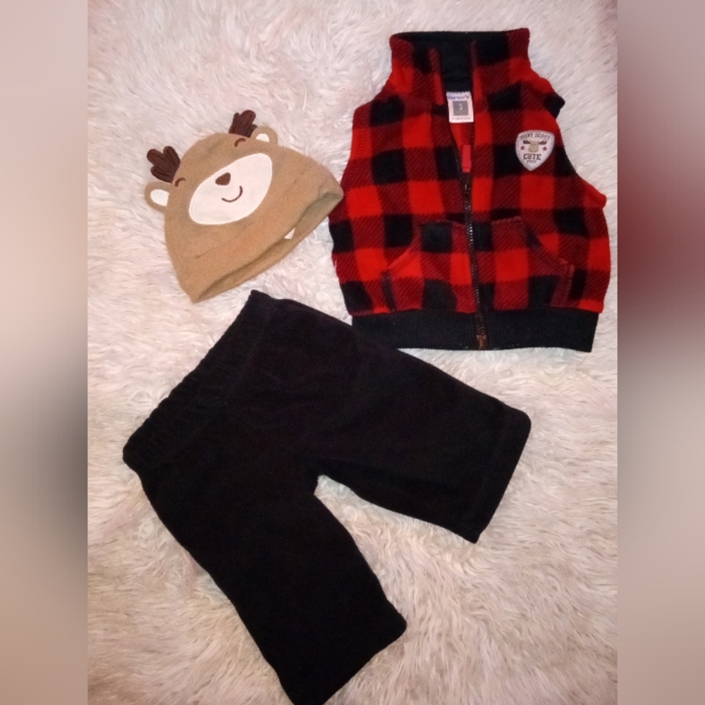 3 Months Baby Outfit 3 Piece with vest and matching hat